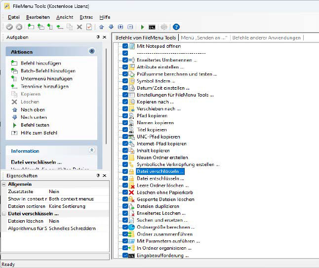 Die Filemenu Tools lassen Sie nicht nur im Menü „Senden an“ des Windows- Explorers aufräumen, sondern ergänzen das Kontextmenü des Exploreres auch um Dutzende praktischer Befehle.